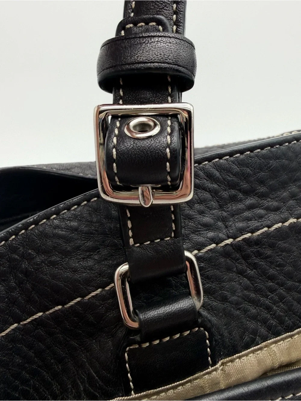 COACH Hampton Black Pebbled Leather Handbag Shoulder Bag Y2K Vintage